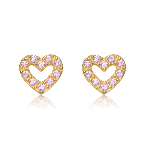 NWT 14K Pink Gold Plated Heart Stud Earrings